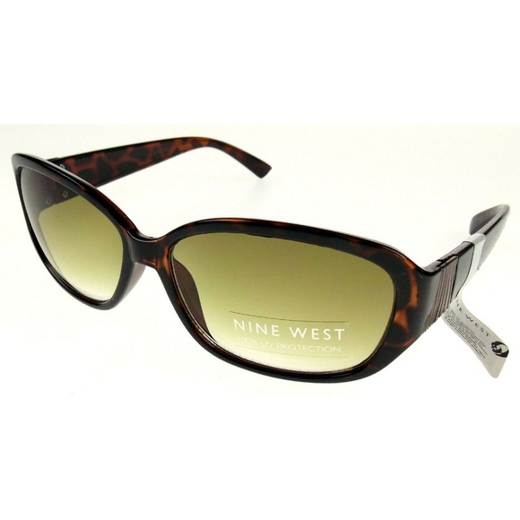 Nine West Oval Sunglasses Brown Tortoise UV Case
